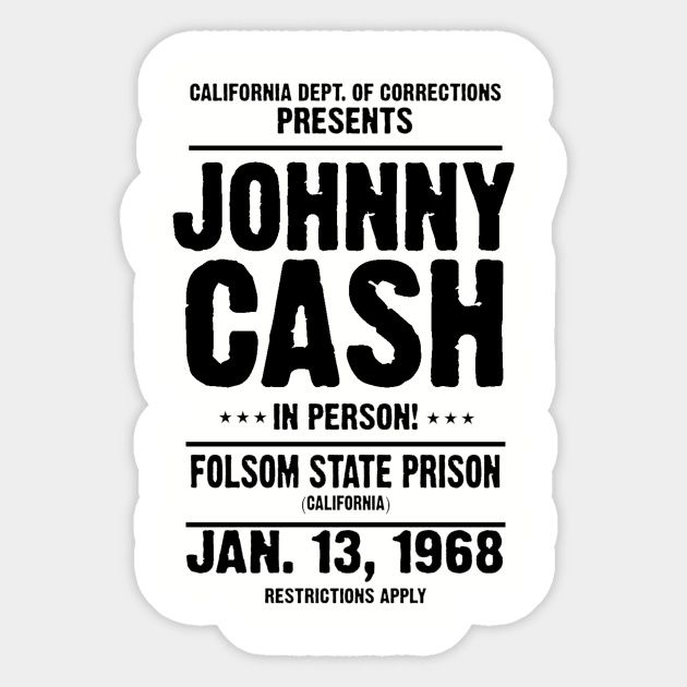 Johnny Cash part I 1968 Sticker by wild viking studio official